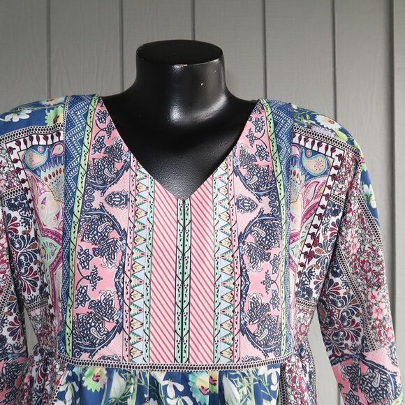 MISSLOOK Boho Pink and Blue Dress - Picture 3 of 7